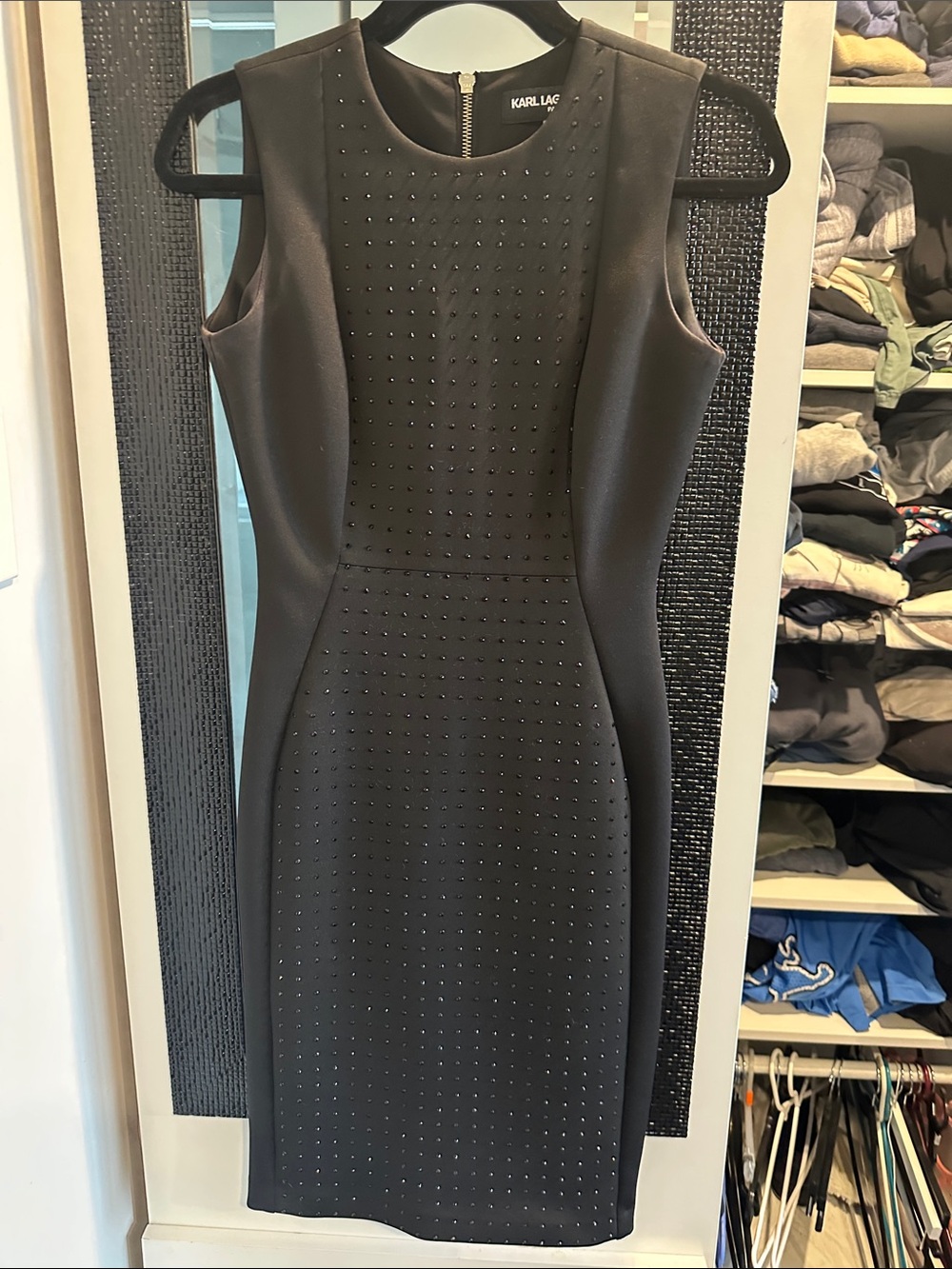 Karl Lagerfeld Black Sleeveless Studded Mini Dress-Size 2
